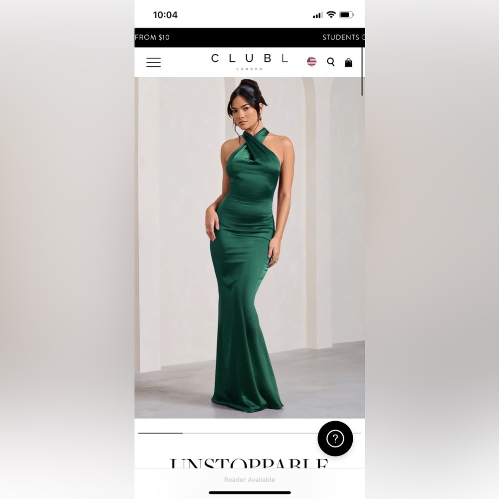 ClubL  London Unstoppable Bottle Green Satin Cross Over Halterneck Maxi Dress